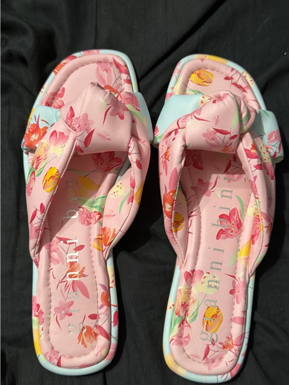 Gianni Bini Pink Floral Slide Sandals